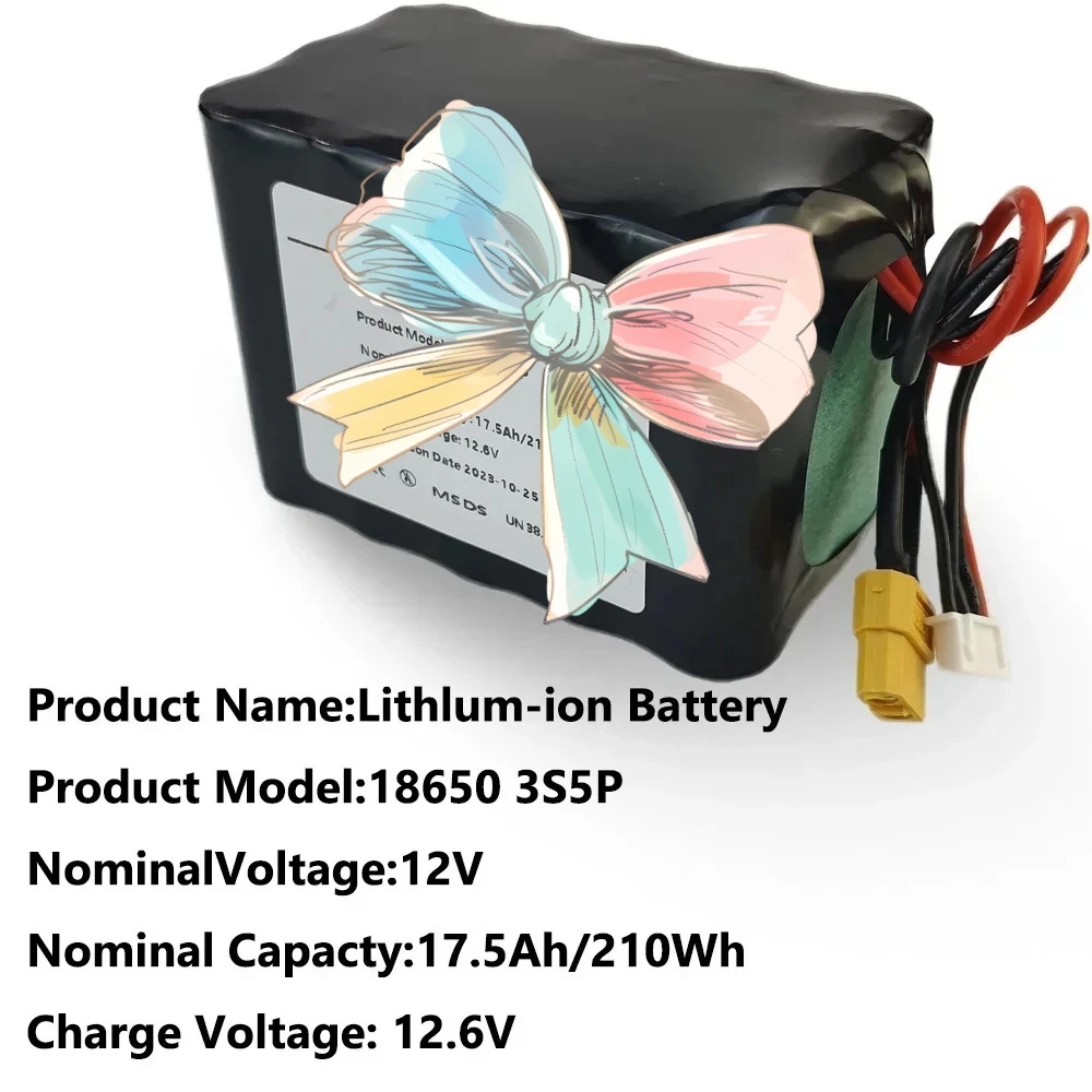 XH2.54-4P XT60 Connector AIMJIN 12V Li-ion Battery 17.5Ah 3S5P for UAV RC Airplane Quadrotor
XH2.54-4P XT60 Connector AIMJIN 12V Li-ion Battery 17.5Ah 3S5P for UAV RC Airplane Quadrotor
