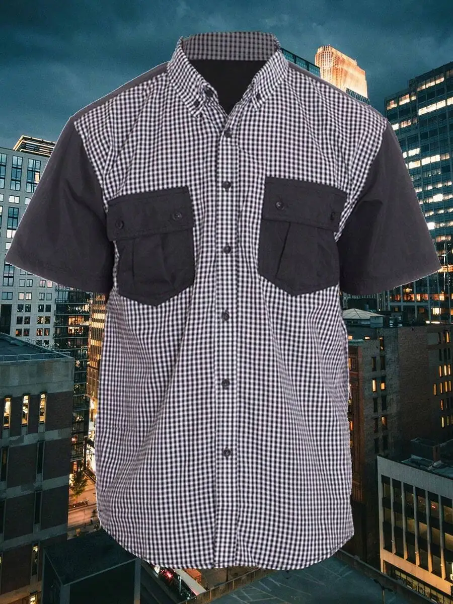 Mens Short Sleeve Checkered Two Pocket Button Up Casual Shirt
Mens Short Sleeve Checkered Two Pocket Button Up Casual Shirt