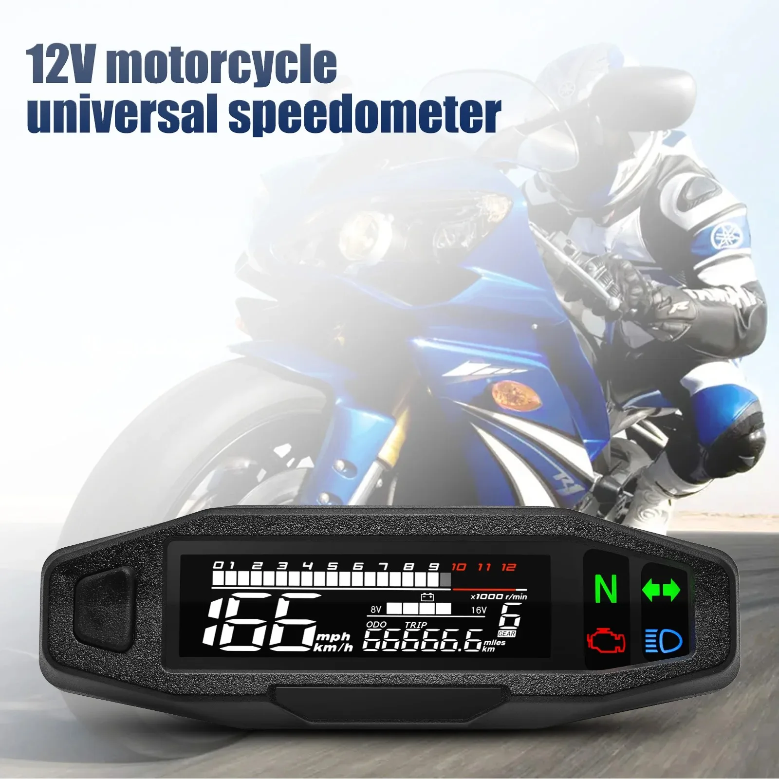Newest Universal Motorcycle Meter Speedometer LED Digital Dashboard 12000RPM Gauge Tachometer Panel Motor Odometer Display
Newest Universal Motorcycle Meter Speedometer LED Digital Dashboard 12000RPM Gauge Tachometer Panel Motor Odometer Display
