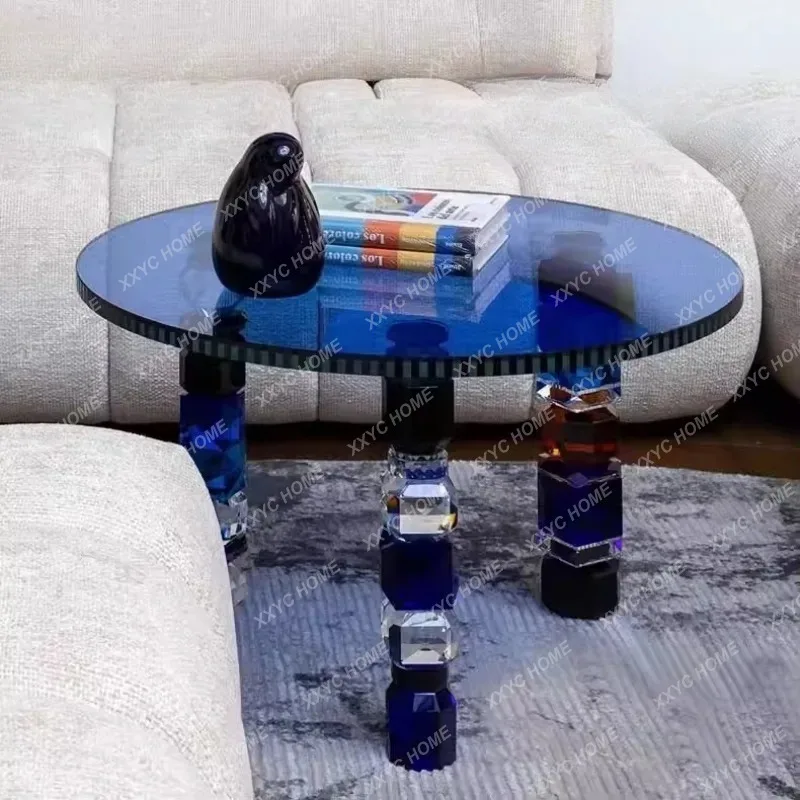 Light Luxury Round Tempered Glass Coffee Table Combination Colored Crystal Edge Table Living Room Household Coffee Tab
Light Luxury Round Tempered Glass Coffee Table Combination Colored Crystal Edge Table Living Room Household Coffee Tab