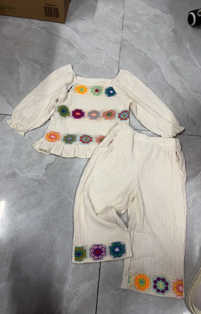 Toddler Girls Fall Outfits Crocheted Colorful Flowers Long Sleeve Shirt and Elastic Pants Set Baby 2 Piece Clothes
Toddler Girls Fall Outfits Crocheted Colorful Flowers Long Sleeve Shirt and Elastic Pants Set Baby 2 Piece Clothes