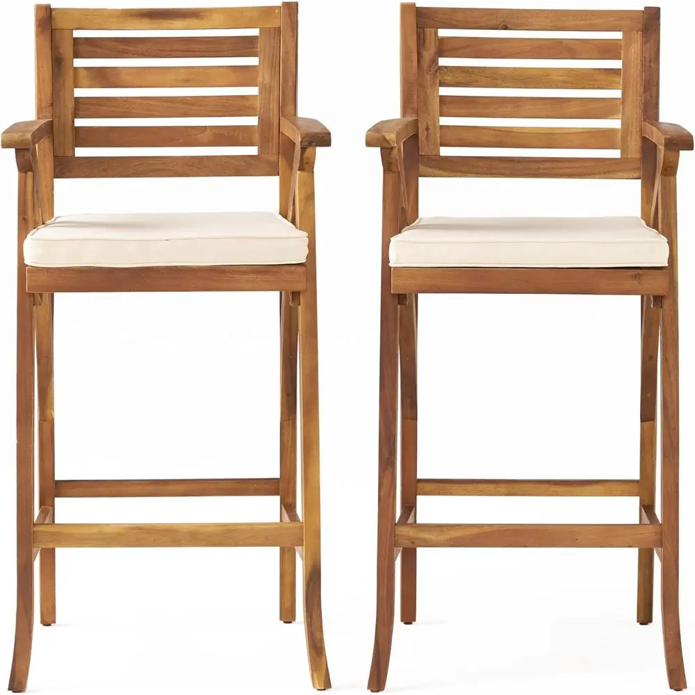 Acacia Wood Outdoor Barstools Set of 2, Teak Finish
Acacia Wood Outdoor Barstools Set of 2, Teak Finish