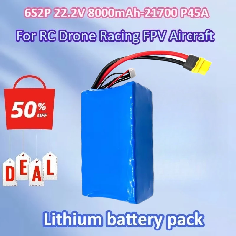 New 6S2P 22.2V 8000mAh - 21700 P45A for Molicel Magic Power Low - Temperature Batteries for RC Drone Racing and FPV Aircraft
New 6S2P 22.2V 8000mAh - 21700 P45A for Molicel Magic Power Low - Temperature Batteries for RC Drone Racing and FPV Aircraft