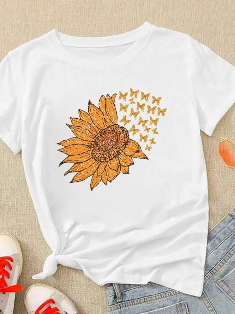 Flower Butterfly Lovely Trend Printing T-Shirt Women Lady Tshirts Printed Fashion Casual Tee Clothing Short Sleeve Graphic T Top
Flower Butterfly Lovely Trend Printing T-Shirt Women Lady Tshirts Printed Fashion Casual Tee Clothing Short Sleeve Graphic T Top