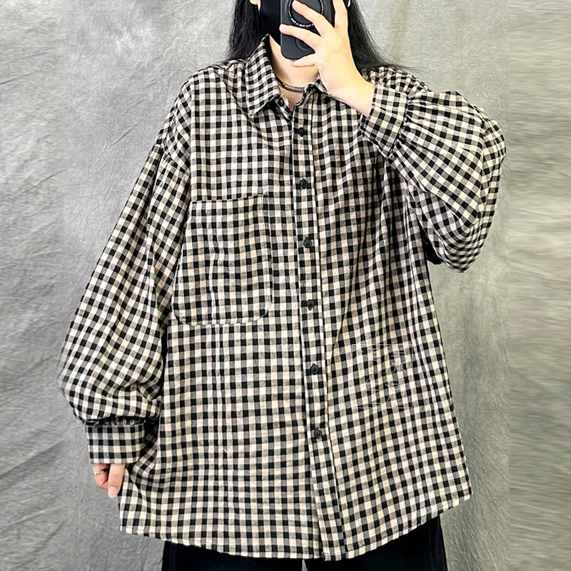 SuperAen Korean Style Plaid Long-sleeved Lapel Cotton and Linen Shirt Women's Autumn 2024 New Loose Oversize Casual Shirt
SuperAen Korean Style Plaid Long-sleeved Lapel Cotton and Linen Shirt Women's Autumn 2024 New Loose Oversize Casual Shirt