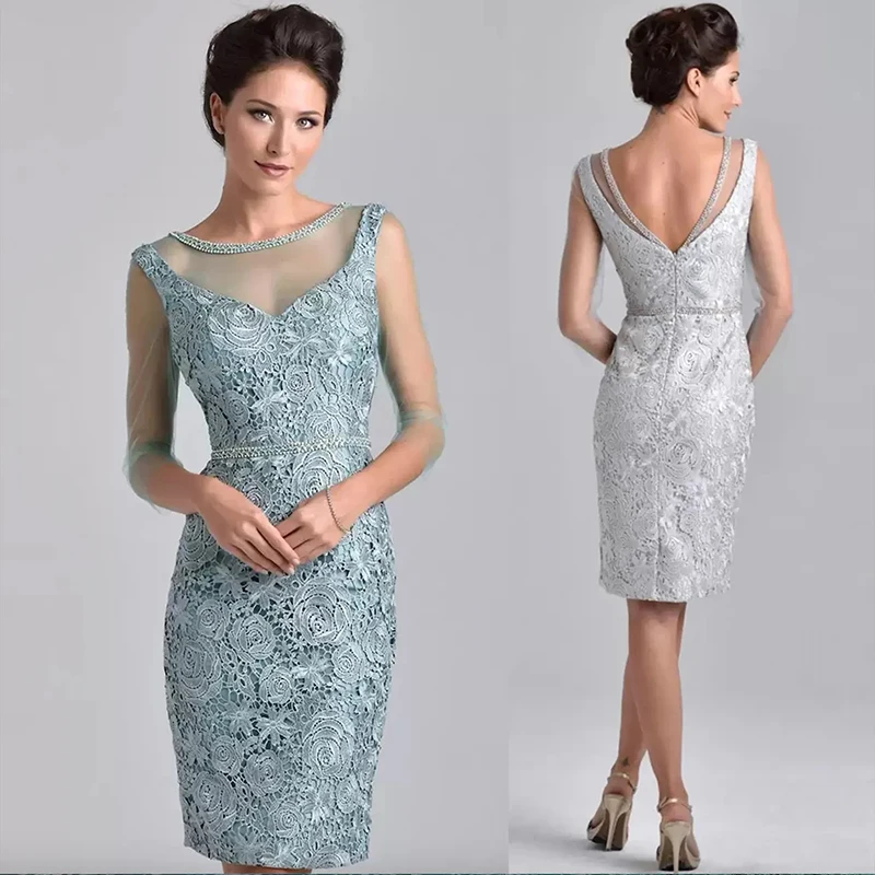 Elegant Sheath Knee Length Lace Mother of the Bride Dress Scoop Neck with 3/4 Sleeve Occasion Formal Party Wedding Summer 2023
Elegant Sheath Knee Length Lace Mother of the Bride Dress Scoop Neck with 3/4 Sleeve Occasion Formal Party Wedding Summer 2023