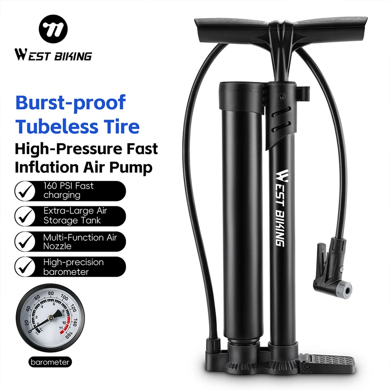 WEST BIKING 160PSI Bicycle Pump Portable Fast-Inflation Blast Pump With Gauge Presta&Schrader Valve E-Bike MTB Road Bike Pump
WEST BIKING 160PSI Bicycle Pump Portable Fast-Inflation Blast Pump With Gauge Presta&Schrader Valve E-Bike MTB Road Bike Pump