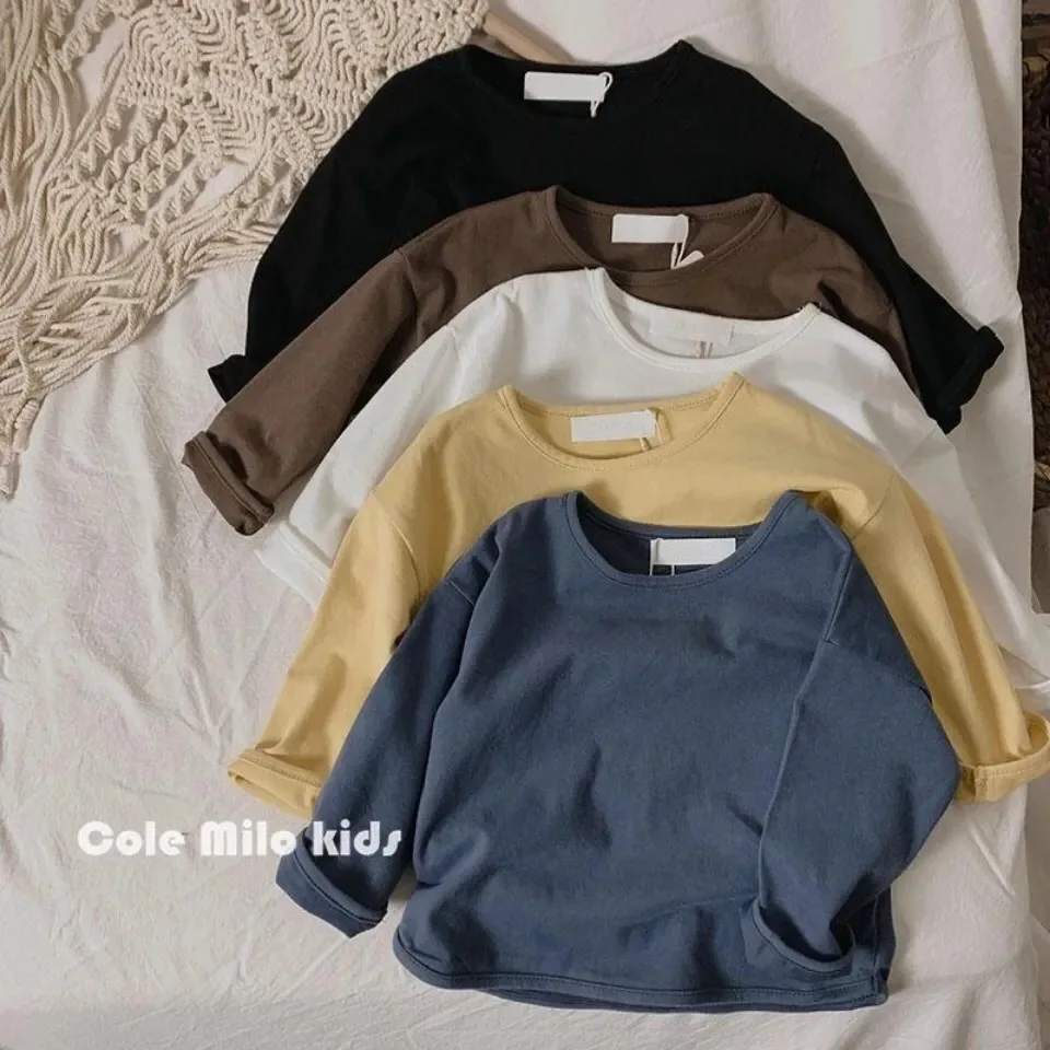 Kids Long-sleeved T-shirt Summer Pure Cotton Round Neck Loose Bottoming Shirt Sportswear Solid Colored Kids Baby Boys T-shirts
Kids Long-sleeved T-shirt Summer Pure Cotton Round Neck Loose Bottoming Shirt Sportswear Solid Colored Kids Baby Boys T-shirts