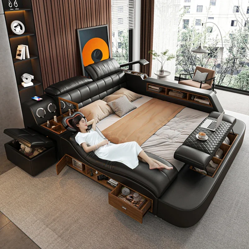 Multifunction Headboard Double Bed Storage Wooden Luxury King Size Double Bed Wooden Modern Cama Matrimonial Bedroom Furniture
Multifunction Headboard Double Bed Storage Wooden Luxury King Size Double Bed Wooden Modern Cama Matrimonial Bedroom Furniture