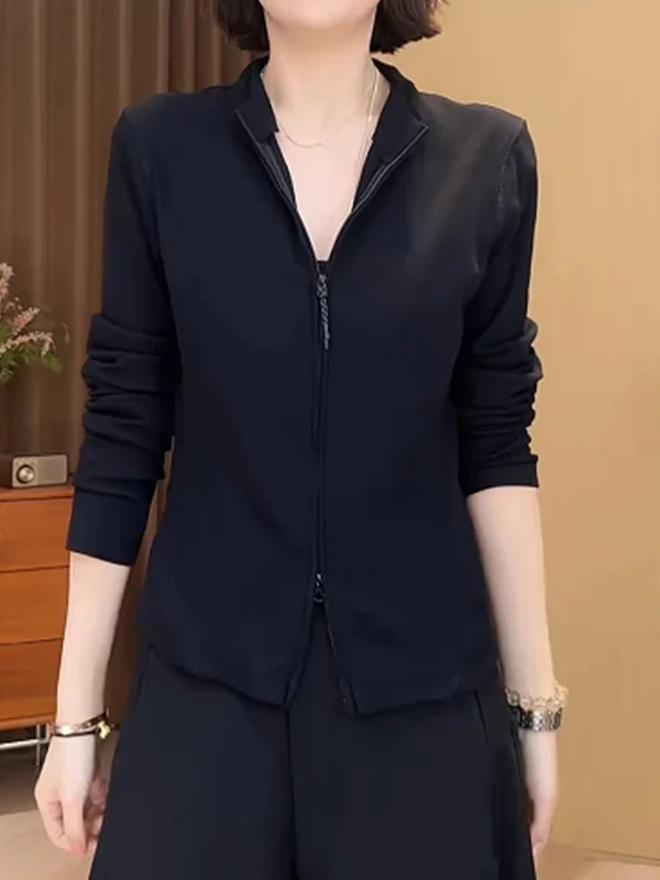 Черная женская куртка с двойной молнией и воротником-стойкой, с длинными рукавами, для ранней весны, больших размеров, свободного кроя, для невысоких, повседневная верхняя одежда
Черная женская куртка с двойной молнией и воротником-стойкой, с длинными рукавами, для ранней весны, больших размеров, свободного кроя, для невысоких, повседневная верхняя одежда