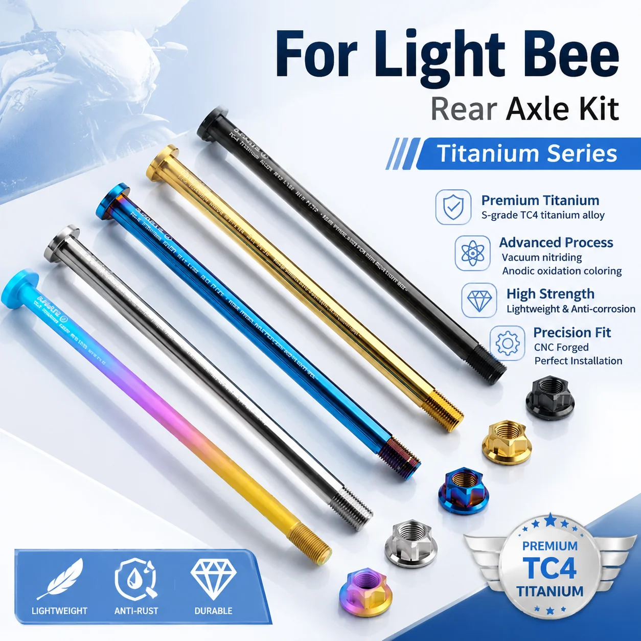 Titanium Alloy Rear Wheel Axle Shaft for Surron Sur Ron Lightbee X S Electric Vehicle E-Bike Motorcycle Accessories
Titanium Alloy Rear Wheel Axle Shaft for Surron Sur Ron Lightbee X S Electric Vehicle E-Bike Motorcycle Accessories
