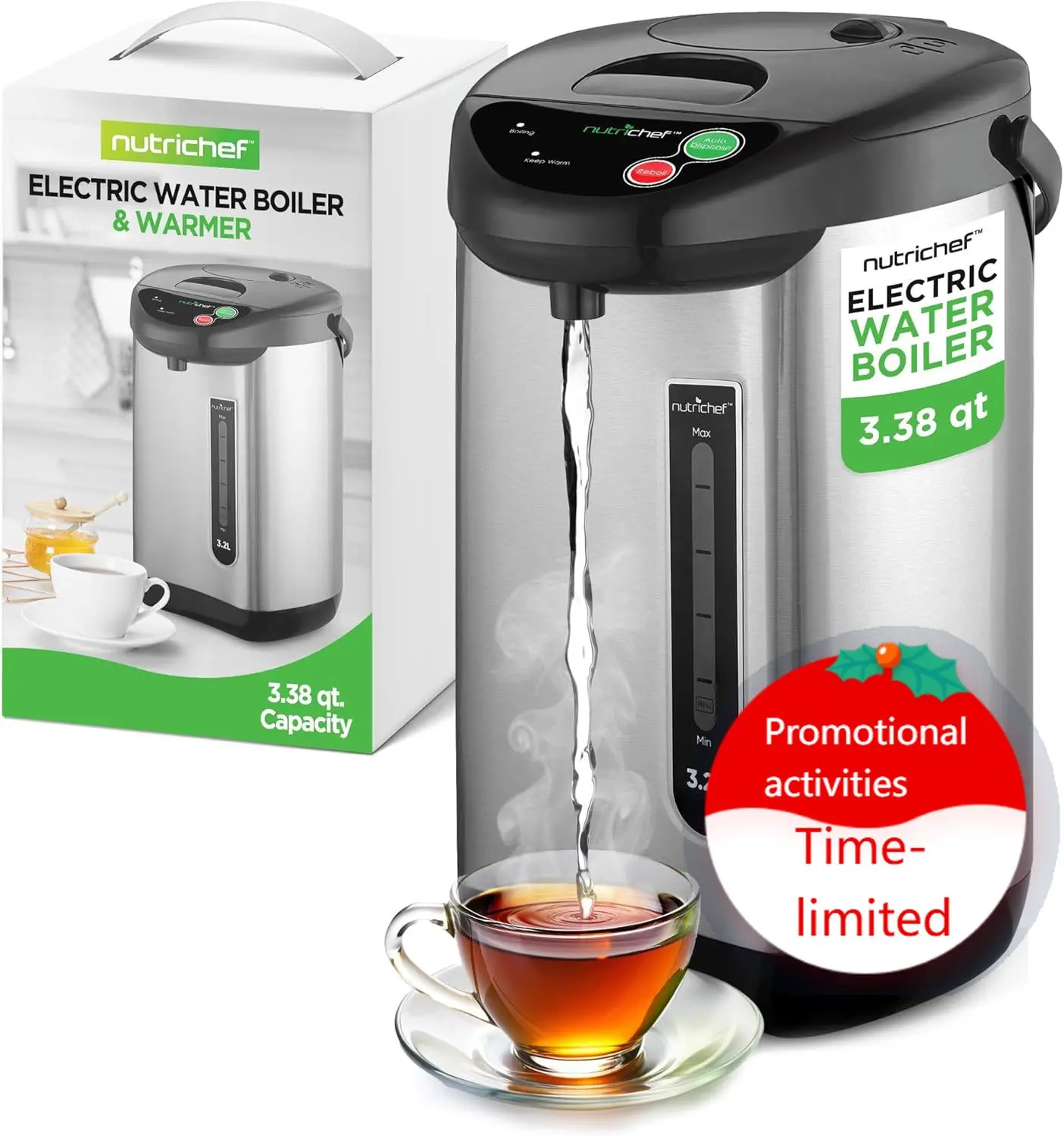 Hot Water Urn Pot Insulated Stainless Steel,Auto & Manual Dispense,Auto Boiler,Safety Lock Shutoff 3.38 QT /3.2L - Auto Boiler
Hot Water Urn Pot Insulated Stainless Steel,Auto & Manual Dispense,Auto Boiler,Safety Lock Shutoff 3.38 QT /3.2L - Auto Boiler