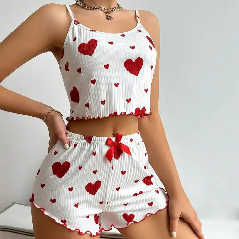 Women Bedroom Clothes Heart Print Crop Top High Waist Shorts Pajama Set for Women Adjustable Strap Sleepwear Suit Summer Bedroom
Women Bedroom Clothes Heart Print Crop Top High Waist Shorts Pajama Set for Women Adjustable Strap Sleepwear Suit Summer Bedroom