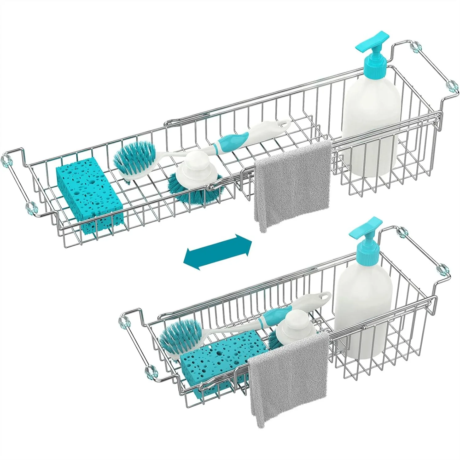Over The Kitchen Sink Caddy Sponge Holder Organizer Drying Rack Expandable For Sponge Brush Soap Dish Cloth 14.5" To 22", Stainless Steel
Over The Kitchen Sink Caddy Sponge Holder Organizer Drying Rack Expandable For Sponge Brush Soap Dish Cloth 14.5" To 22", Stainless Steel