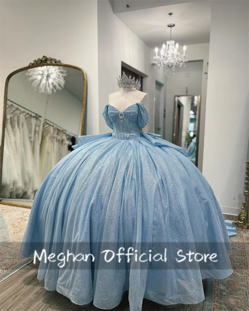 Mexico Blue Bead Quinceanera Dresses Ball Gown Off Shoulder Birthday Party Dress Bow Tiered Evening Dresses Sweet 16 Customized
Mexico Blue Bead Quinceanera Dresses Ball Gown Off Shoulder Birthday Party Dress Bow Tiered Evening Dresses Sweet 16 Customized
