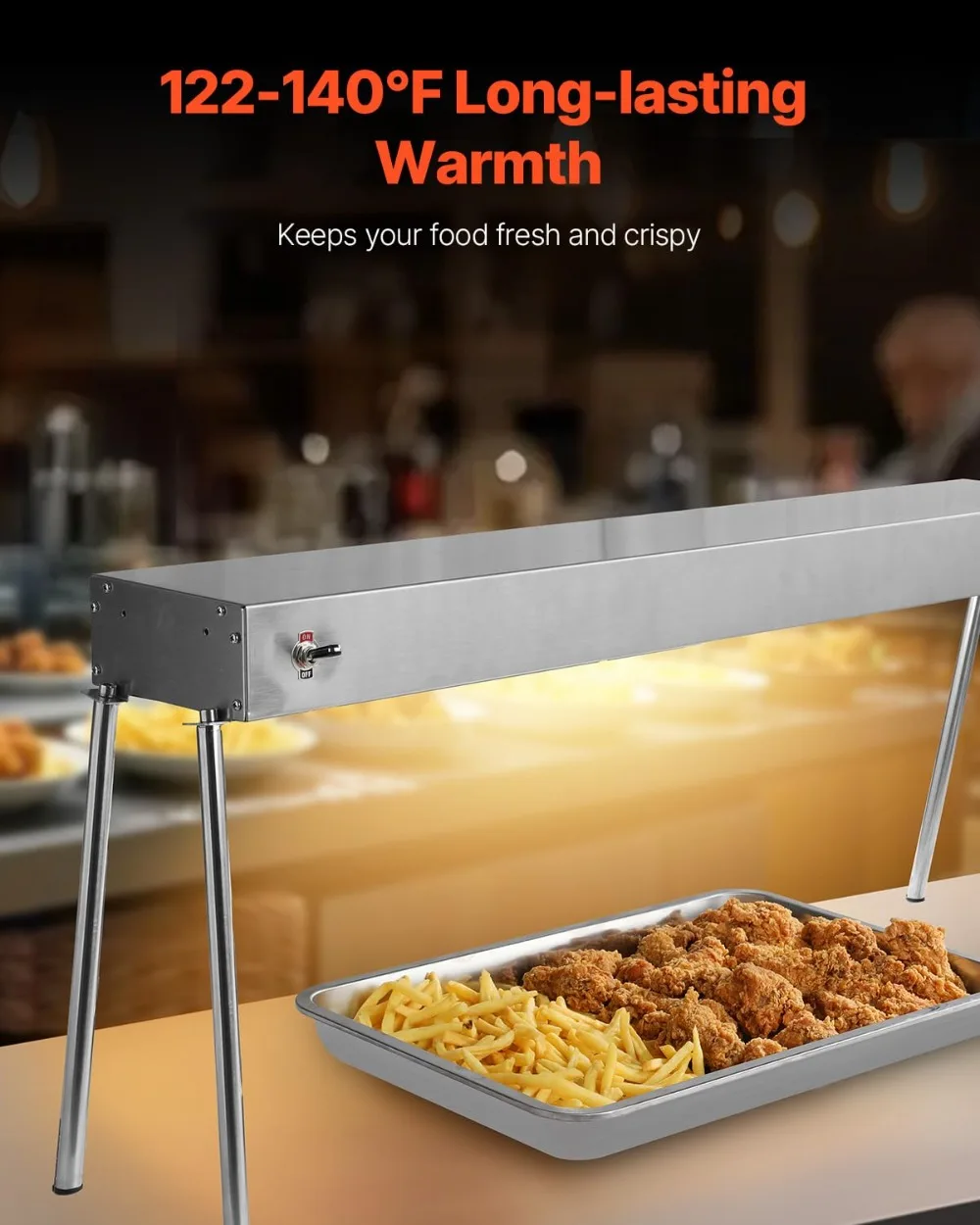 750W Commercial Food Heat Lamp, Stainless Steel Hanging Warmer for Restaurant Buffet Catering Kitchen
750W Commercial Food Heat Lamp, Stainless Steel Hanging Warmer for Restaurant Buffet Catering Kitchen