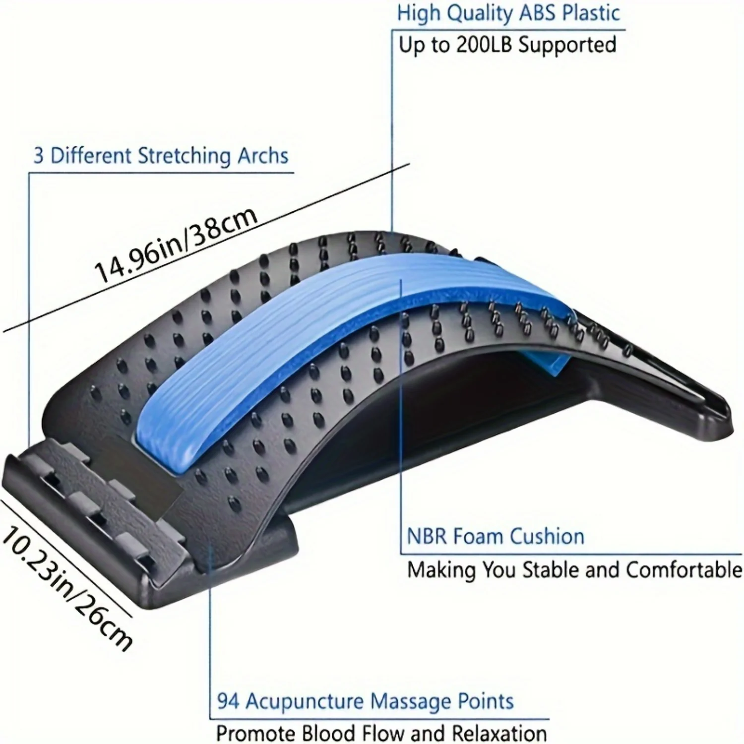 Ergonomic Back Stretcher, Lumbar Support With NBR Foam Cushion, 200lb Capacity, For Neck/Back Muscle Relaxation
Ergonomic Back Stretcher, Lumbar Support With NBR Foam Cushion, 200lb Capacity, For Neck/Back Muscle Relaxation