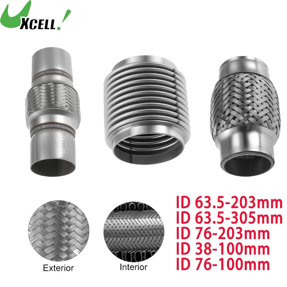 UXCELL 38-100mm 63.5-203mm 76-100mm Car Exhaust Flex Pipe Stainless Steel Braid Bellows Pipes Muffler Telescopic Flexible Tube
UXCELL 38-100mm 63.5-203mm 76-100mm Car Exhaust Flex Pipe Stainless Steel Braid Bellows Pipes Muffler Telescopic Flexible Tube