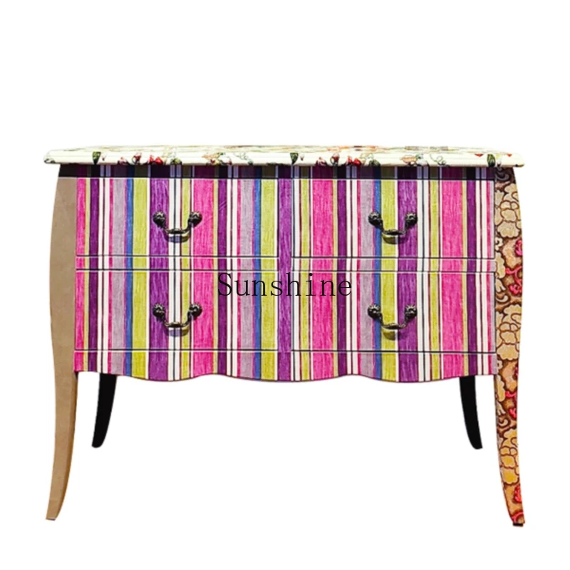 European retro living room entrance French art printing dining room storage side cabinet
European retro living room entrance French art printing dining room storage side cabinet