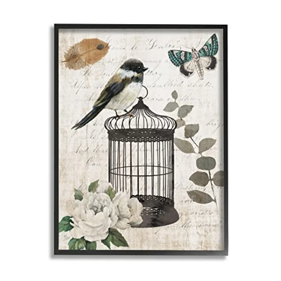 Vintage Bird Cage Butterfly Floral Script Words Framed Wall Art for Living Room Metal Frame Antique Gold Rustic Elegance
Vintage Bird Cage Butterfly Floral Script Words Framed Wall Art for Living Room Metal Frame Antique Gold Rustic Elegance