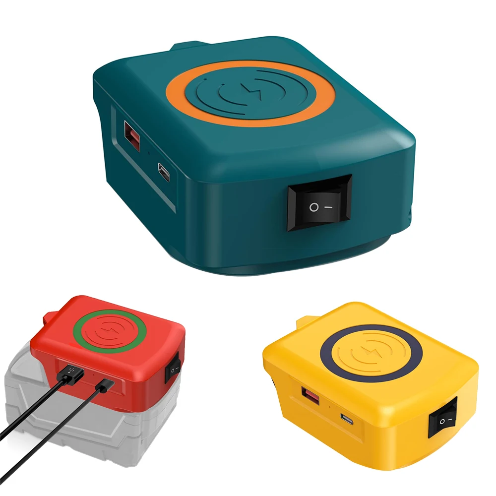 Wireless Phone Adapter for Makita/Dewalt/Milwaukee 18V Li-ion Battery USB Adapter with Type-C Charges Port Portable Power Bank
Wireless Phone Adapter for Makita/Dewalt/Milwaukee 18V Li-ion Battery USB Adapter with Type-C Charges Port Portable Power Bank