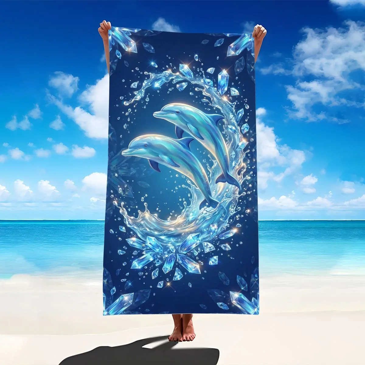 Large Beach Towel Featuring a Crystal Design of Dolphins, Perfect for Ocean Enthusiasts. for Summer Pool And Beach Activities
Large Beach Towel Featuring a Crystal Design of Dolphins, Perfect for Ocean Enthusiasts. for Summer Pool And Beach Activities