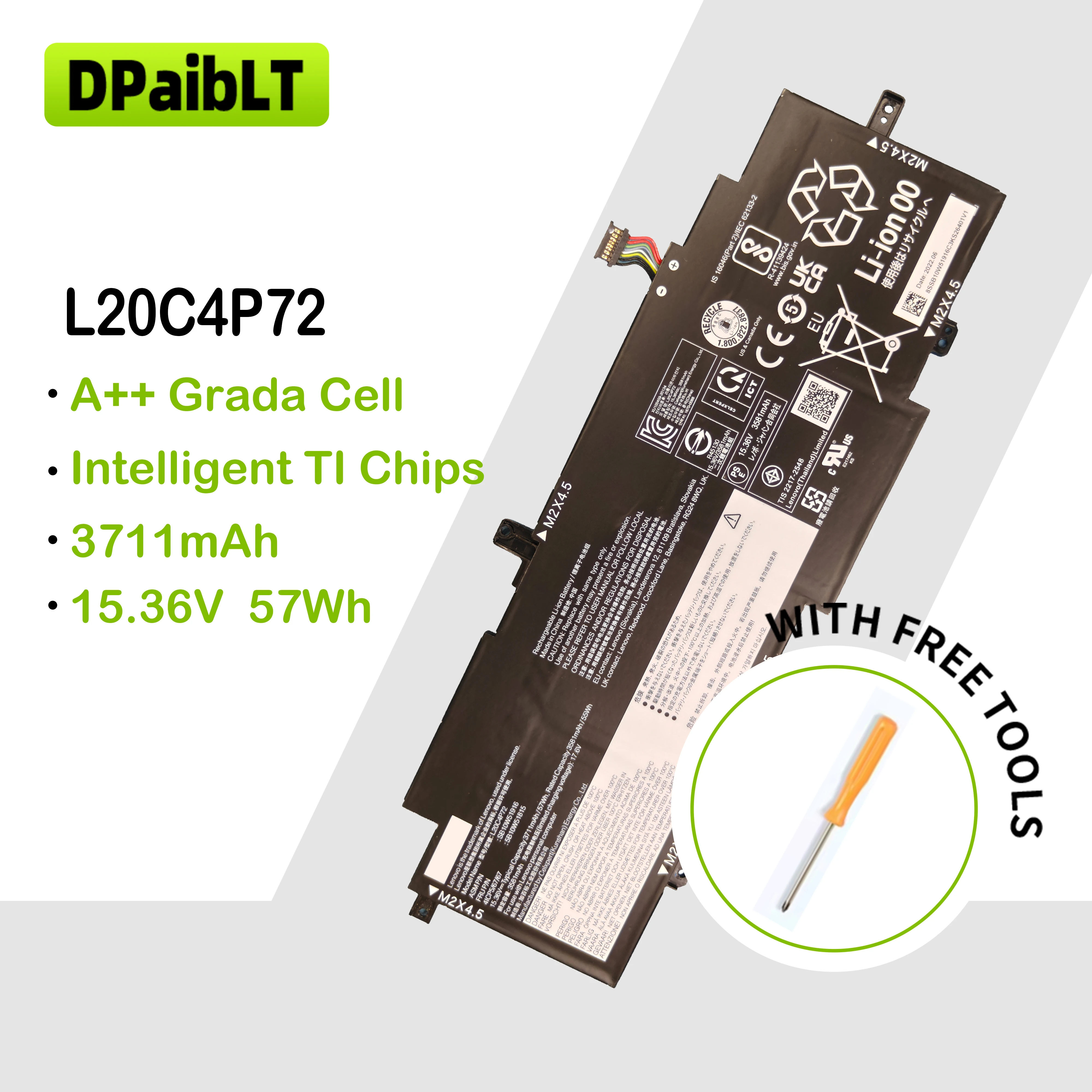 DPaibLT NEW 57Wh 15.36V 3711mAh L20C4P72 L20M4P72 L20D4P72 L20L4P72 LAPTOP BATTERY For Lenovo ThinkPad T14s Gen 2 SB10W51915
DPaibLT NEW 57Wh 15.36V 3711mAh L20C4P72 L20M4P72 L20D4P72 L20L4P72 LAPTOP BATTERY For Lenovo ThinkPad T14s Gen 2 SB10W51915