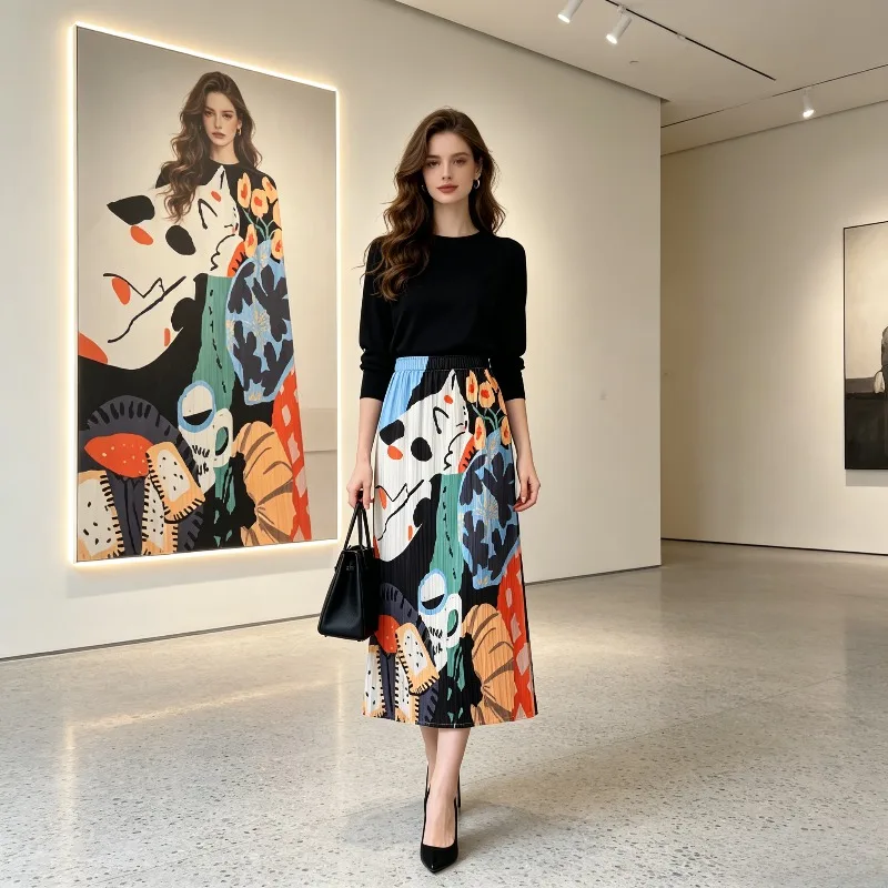 Miyake Pleated 2026 Summer New Casual Fashion Printed Pleated Skirt Women High Waist Slimming Versatile Mid-Length Skirt Pleat
Miyake Pleated 2026 Summer New Casual Fashion Printed Pleated Skirt Women High Waist Slimming Versatile Mid-Length Skirt Pleat