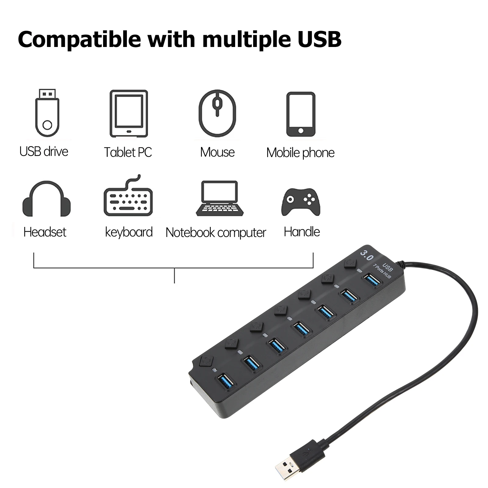 USB3.0 Hub Laptop Desktop Computer Charge Port Expander Data Black Premium Components Built-in Protection LED Durable Use
USB3.0 Hub Laptop Desktop Computer Charge Port Expander Data Black Premium Components Built-in Protection LED Durable Use