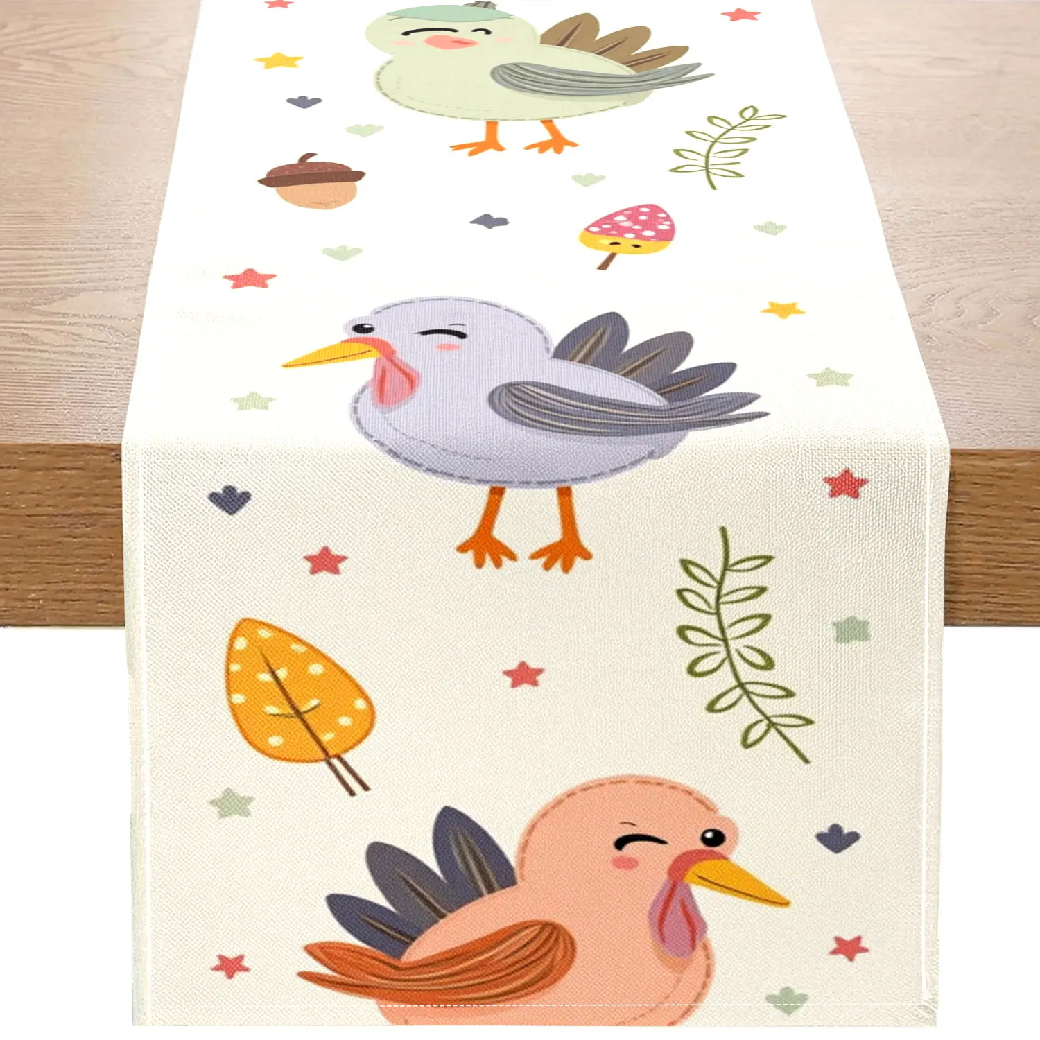 Цельная дорожка для стола с рисунком индейки на День Благодарения, украшенная красочными индейками и осенними листьями, подходит для украшения семейного банкета на День Благодарения
Цельная дорожка для стола с рисунком индейки на День Благодарения, украшенная красочными индейками и осенними листьями, подходит для украшения семейного банкета на День Благодарения