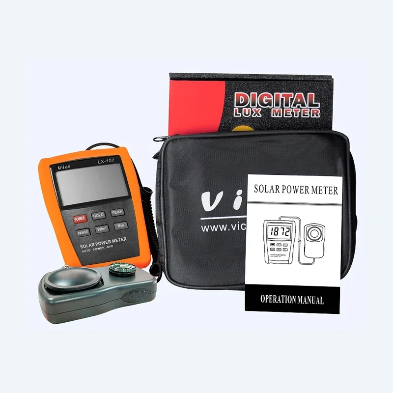 Vici LX107 Solar Power Meter Optical Solar Research Glass Light Intensity Data Peak Hold BTU Light Radiation Tester Compass
Vici LX107 Solar Power Meter Optical Solar Research Glass Light Intensity Data Peak Hold BTU Light Radiation Tester Compass