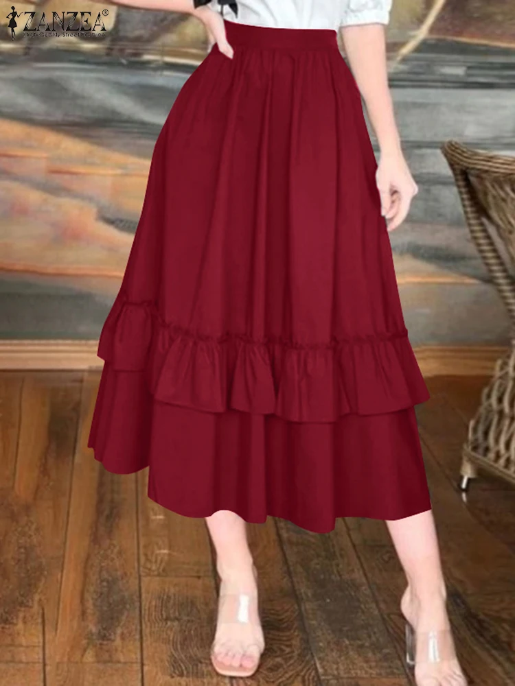 Women Double Layer Skirts ZANZEA Vintage High Elastic Waist Jupe Korean Elegant Solid Color Overskirts 2025 All-match Midi Falda
Women Double Layer Skirts ZANZEA Vintage High Elastic Waist Jupe Korean Elegant Solid Color Overskirts 2025 All-match Midi Falda