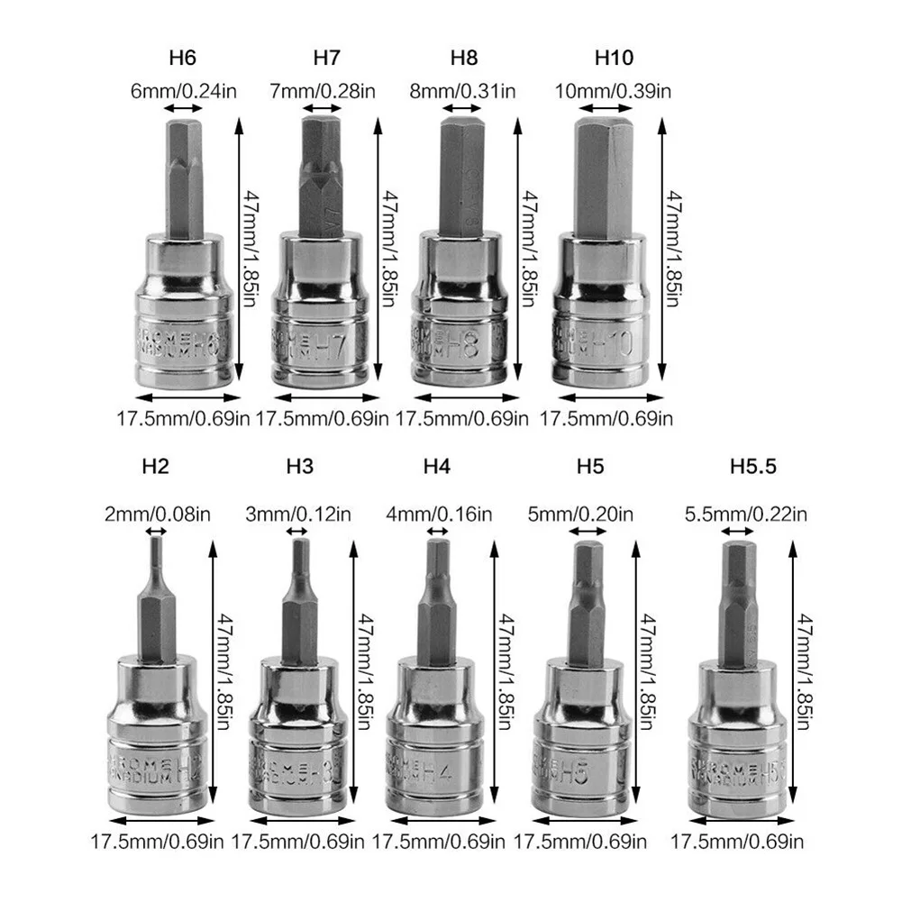 Hex Bit Bit Socket 3/8\" Drive & Drill Sockets 48mm 9pcs/set Anti-corrosion Chrome Vanadium Steel High Quality
Hex Bit Bit Socket 3/8\" Drive & Drill Sockets 48mm 9pcs/set Anti-corrosion Chrome Vanadium Steel High Quality