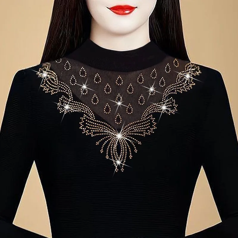 Women's Half Turtleneck Lace Bottoming with Stylish Slimming Mesh Long-sleeved Top
Women's Half Turtleneck Lace Bottoming with Stylish Slimming Mesh Long-sleeved Top