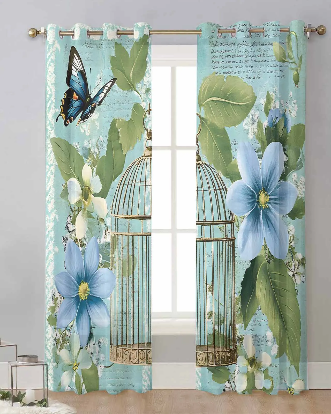 Vintage Birdcage Flower Butterfly Tulle Living Room Decoration Transparent Sheer Curtains Bedroom Kitchen Voile Chiffon Drapes
Vintage Birdcage Flower Butterfly Tulle Living Room Decoration Transparent Sheer Curtains Bedroom Kitchen Voile Chiffon Drapes