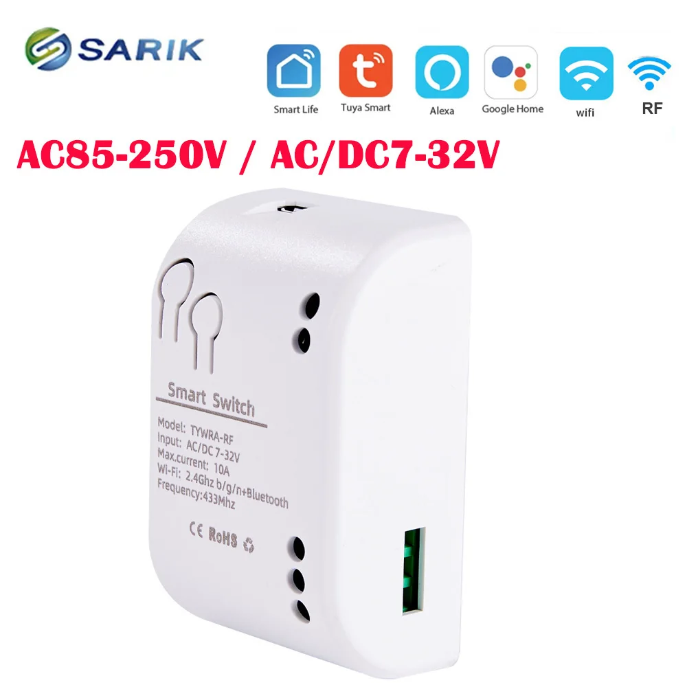 WiFi Tuya Smart 1CH Switch 220V 10A Relay Module APP Remote Control 12V 24V 220V 85-250V RF433 Receiver Google Home Alexa
WiFi Tuya Smart 1CH Switch 220V 10A Relay Module APP Remote Control 12V 24V 220V 85-250V RF433 Receiver Google Home Alexa