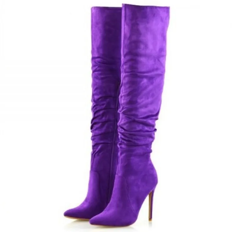 DIZHUANG shoes Sexy women's high-heeled boots. About 11cm heel height. Pointed toe boots. Knee length purple women's boots.34-46
DIZHUANG shoes Sexy women's high-heeled boots. About 11cm heel height. Pointed toe boots. Knee length purple women's boots.34-46