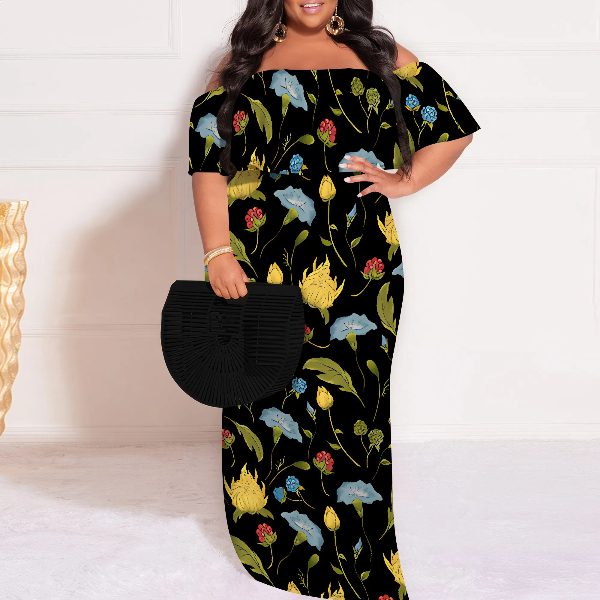 Plus Size Floral Off Shoulder Maxi Dress Elegant Vintage Print Long Summer Evening Dress
Plus Size Floral Off Shoulder Maxi Dress Elegant Vintage Print Long Summer Evening Dress