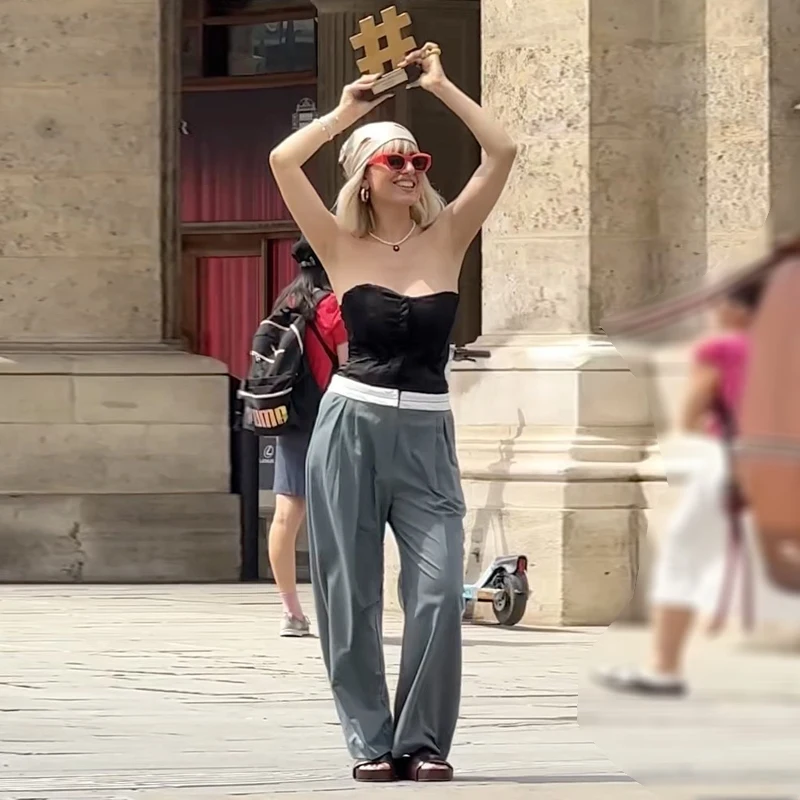High Waist Wide Leg Pants Straight Cut Color Block Simple Design Loose Fit Casual Trousers for Women Spring 2023 Street Style
High Waist Wide Leg Pants Straight Cut Color Block Simple Design Loose Fit Casual Trousers for Women Spring 2023 Street Style
