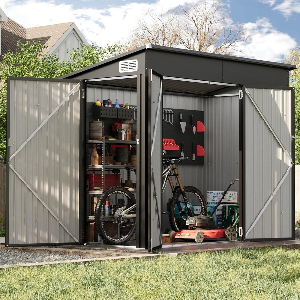 7.5'x4' Triple Door Shed Outdoor Storage Shed with Three Lockable Door for Easily Accessing Metal Storage Cabinet with Slo
7.5'x4' Triple Door Shed Outdoor Storage Shed with Three Lockable Door for Easily Accessing Metal Storage Cabinet with Slo
