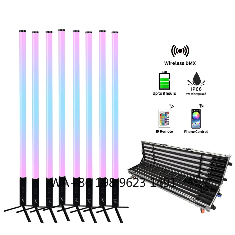 8Pcs Wireless 360 Outdoor DMX RGB Battery LED Pixel Tube Stage Light with Flight Case for Wedding Party Club DJ Event
8Pcs Wireless 360 Outdoor DMX RGB Battery LED Pixel Tube Stage Light with Flight Case for Wedding Party Club DJ Event