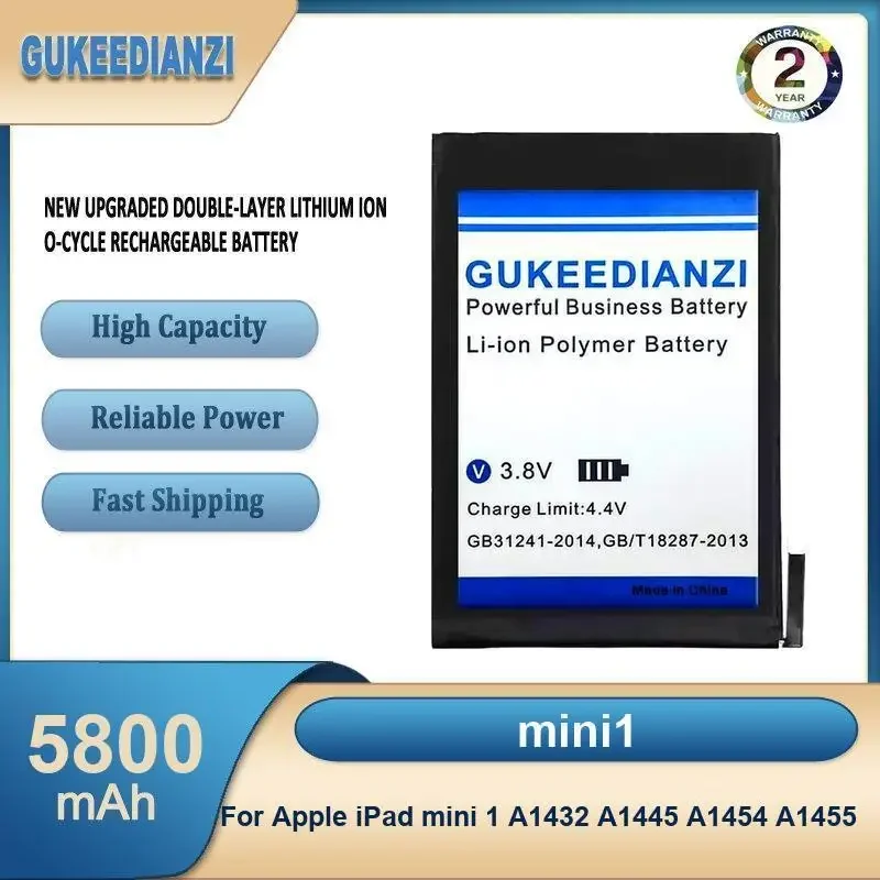mini1 5800mAh High Capacity Tablet Battery For Apple iPad mini 1 A1432 A1445 A1454 A1455
mini1 5800mAh High Capacity Tablet Battery For Apple iPad mini 1 A1432 A1445 A1454 A1455