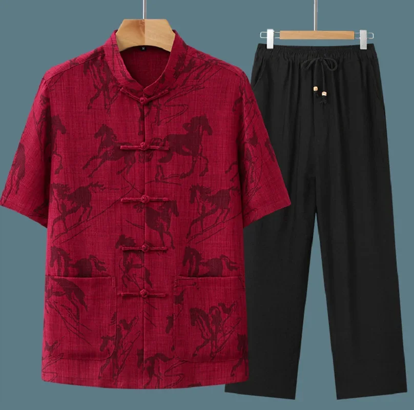 New Chinese Style Tang Suit Men's Cotton Linen Short Sleeve Kung Fu Clothing Spring Summer Casual T Shirt Pants Sets Size M-3XL
New Chinese Style Tang Suit Men's Cotton Linen Short Sleeve Kung Fu Clothing Spring Summer Casual T Shirt Pants Sets Size M-3XL