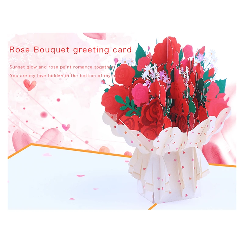 Romantic 3D Rose Bouquet Pop Up Greeting Card, Message Card, Note, Valentine Flower Wedding Invitation Anniversary Birthday Gift
Romantic 3D Rose Bouquet Pop Up Greeting Card, Message Card, Note, Valentine Flower Wedding Invitation Anniversary Birthday Gift