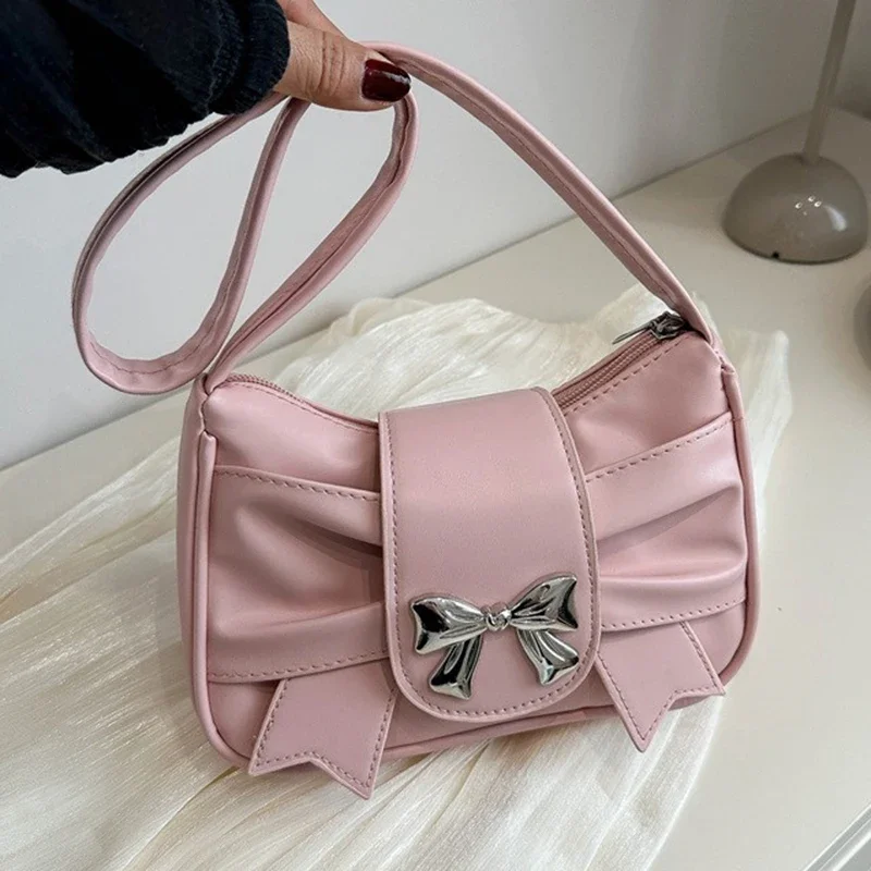 Sweet Bow Decor Shoulder Bag, Y2K Korean Style PU Underarm Purse for Daily Use
Sweet Bow Decor Shoulder Bag, Y2K Korean Style PU Underarm Purse for Daily Use