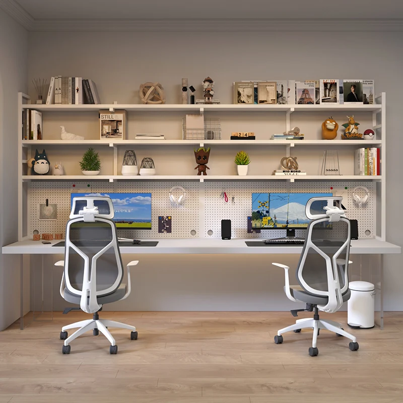 Suspended acrylic solid wood desk bookshelf integrated table home study writing desk with hole board double computer desk
Suspended acrylic solid wood desk bookshelf integrated table home study writing desk with hole board double computer desk