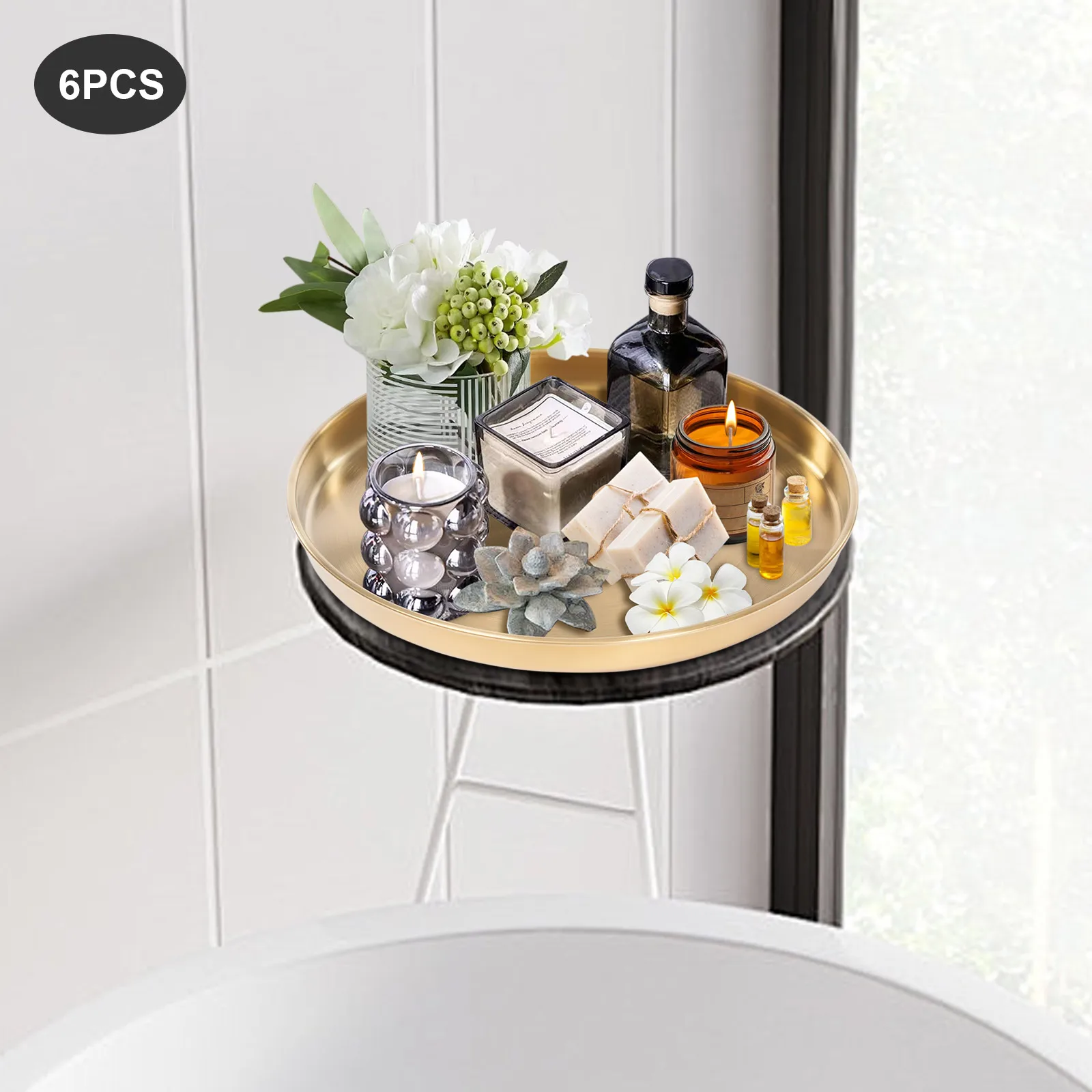 6-Piece Round Tray Set,Stainless Steel Dining Table Trays,Multifunctional Gold Decorative Tray,Jewelry Display Tray,Tea Set Tray
6-Piece Round Tray Set,Stainless Steel Dining Table Trays,Multifunctional Gold Decorative Tray,Jewelry Display Tray,Tea Set Tray