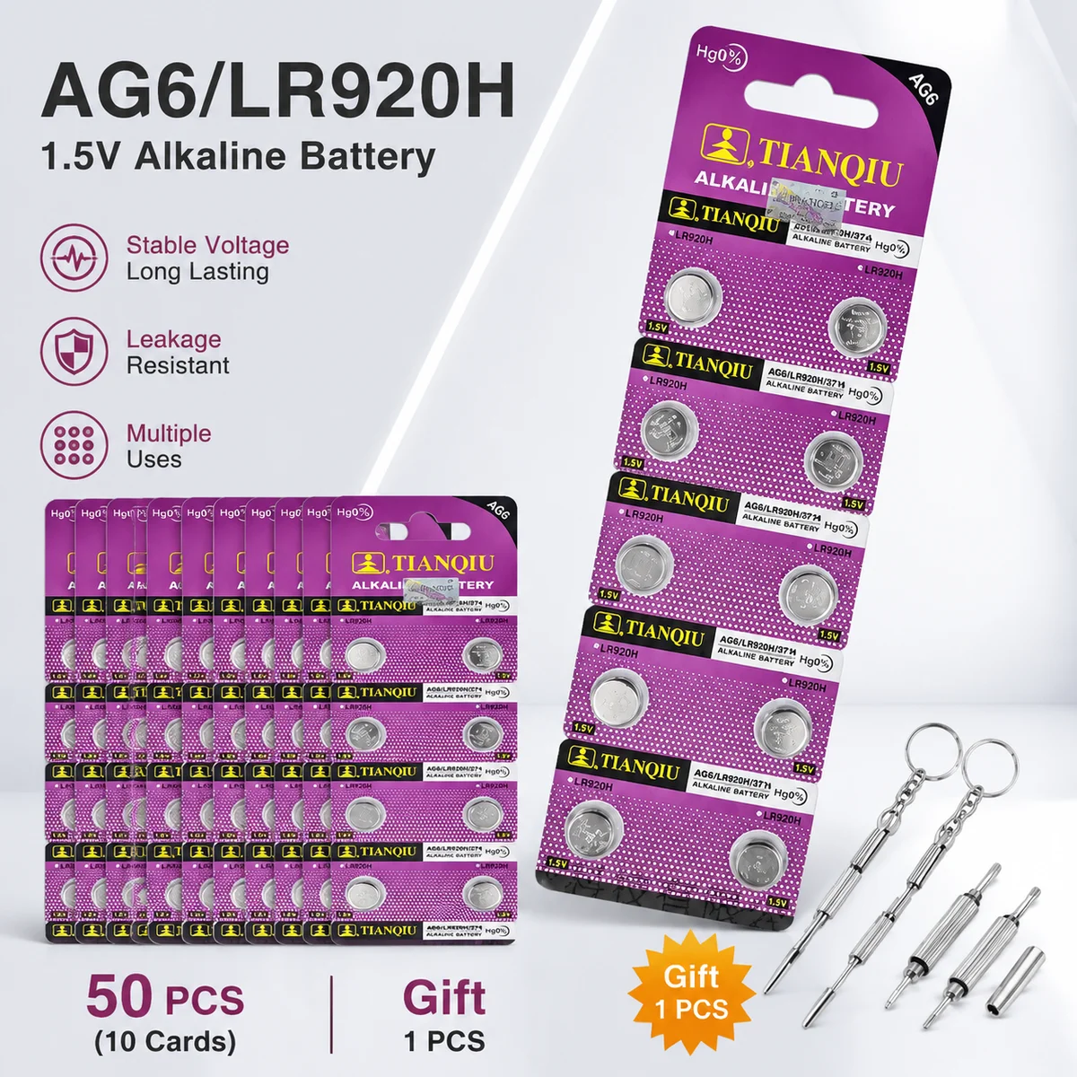 Button Cell Battery AG6 1.55V 371 SR920SW SR927 171 370 LR69 L921 Coin Cell for Watch Calculator Remote
Button Cell Battery AG6 1.55V 371 SR920SW SR927 171 370 LR69 L921 Coin Cell for Watch Calculator Remote