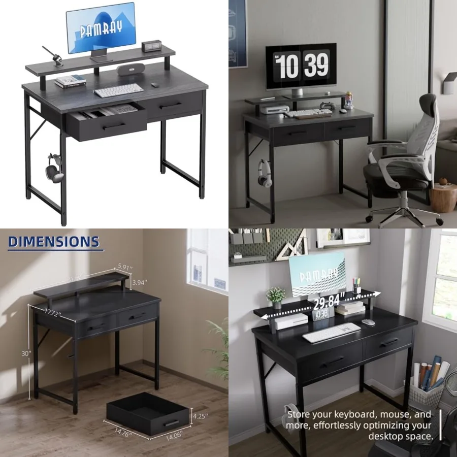 32 Inch Small Computer Desk with Monitor Stand Home Office Desks with 2 Drawers for Bedroom Study Writing and Work Table for Sm
32 Inch Small Computer Desk with Monitor Stand Home Office Desks with 2 Drawers for Bedroom Study Writing and Work Table for Sm