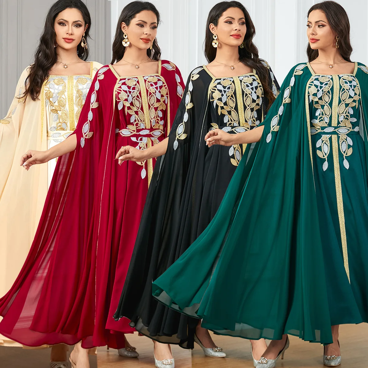 Elegant Casual Super Long Sleeve Party Gown for Women Moroccan Saudi Appliques Belted Dresses Turkish African Abayas Arab Kaftan
Elegant Casual Super Long Sleeve Party Gown for Women Moroccan Saudi Appliques Belted Dresses Turkish African Abayas Arab Kaftan